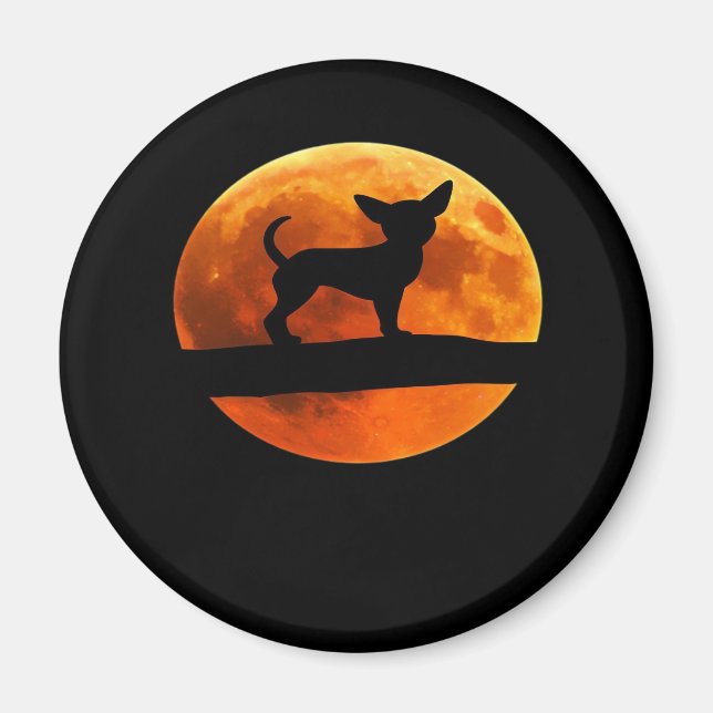 Chihuahua Dog Silhouette Moon chiwawa lover Classi Magnet (Front)