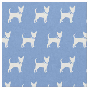 Chihuahua Dog Silhouette Pet Light Blue Fabric