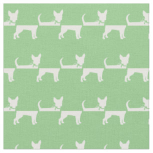 Chihuahua Dog Silhouette Pet Sage Green Fabric