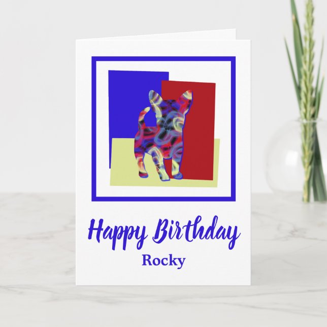 Chihuahua Dog Silhouette Red Blue Yellow Birthday Card (Front)
