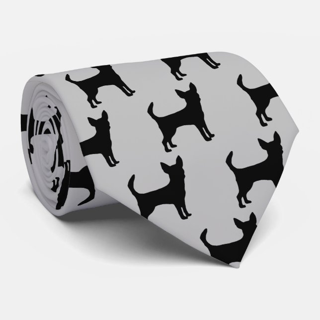 Chihuahua Dog Silhouette Tie (Rolled)