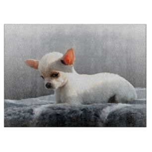 Chihuahua Dog Sitting Dog Portrait Art Painting Cutting Board