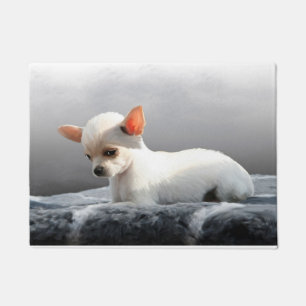 Chihuahua Dog Sitting Dog Portrait Art Painting Doormat