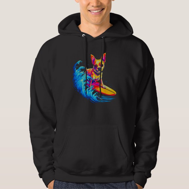Chihuahua Dog Surfing Hoodie (Front)