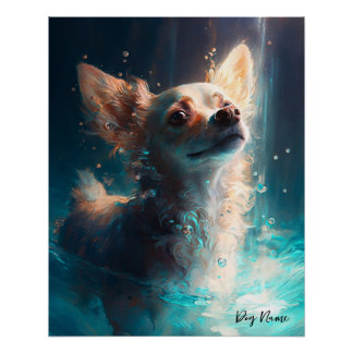Chihuahua dog swimming in water 005 poster