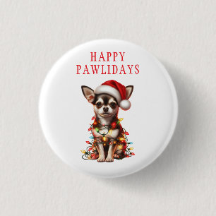 Chihuahua Dog tangled in Christmas lights 3 Cm Round Badge