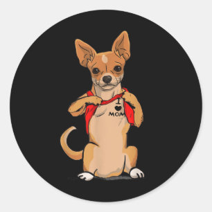 Chihuahua Dog Tattoo I Love Mum Cute Dog Mothers D Classic Round Sticker