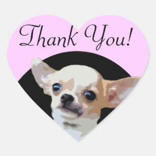 Chihuahua Dog Thank You heart stickers