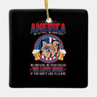 Chihuahua Dog This America 4Th Of July Ceramic Ornament