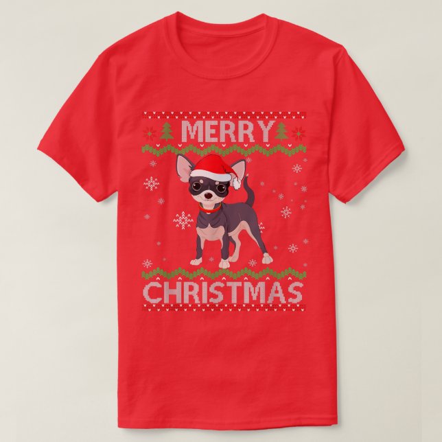 Chihuahua Dog Ugly Christmas Sweater Funny Xmas  (Design Front)