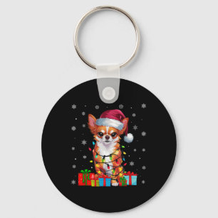 Chihuahua Dog Ugly Xmas Lights Santa Chihuahua Dog Key Ring
