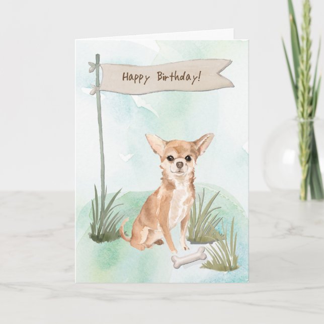 Chihuahua Dog Under Birthday Sign Card (Front)