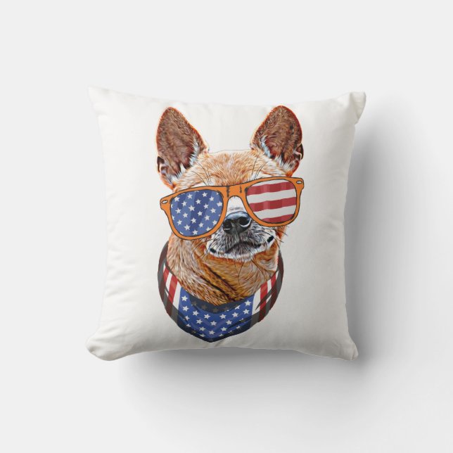 Chihuahua Dog USA American Independence 4th July   Cushion (Front)