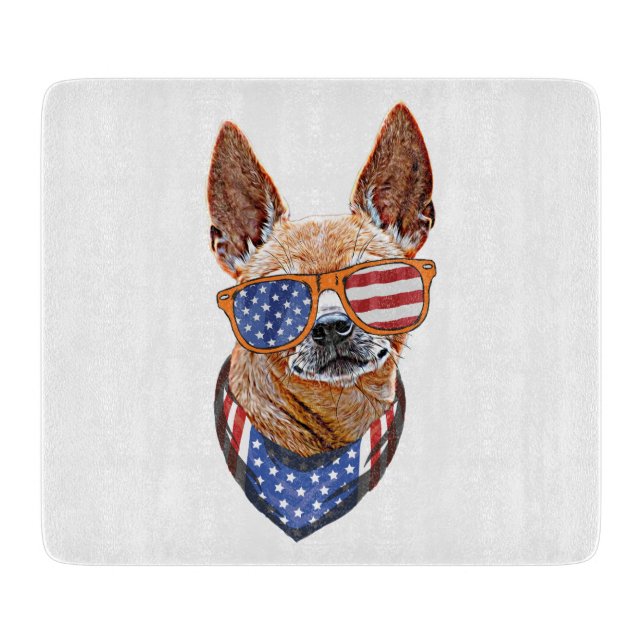 Chihuahua Dog USA American Independence 4th July Cutting Board (Front)