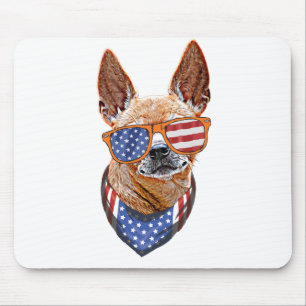 Chihuahua Dog USA American Independence 4th July Mouse Pad