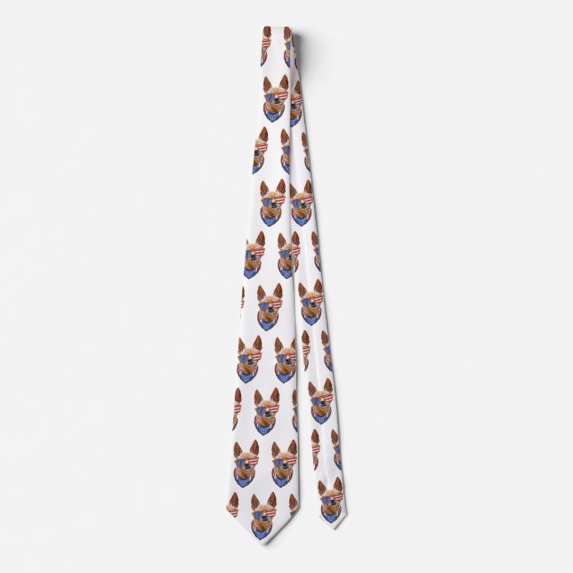 Chihuahua Dog USA American Independence 4th July Tie (Front)
