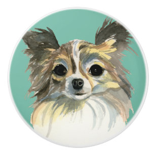 Chihuahua Dog Watercolor Art Ceramic Knob