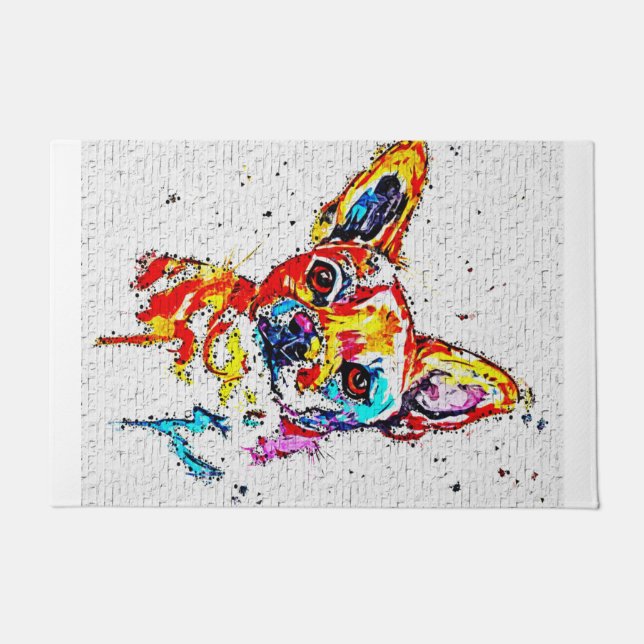 Chihuahua Dog Watercolor Portrait Colourful Doormat (Front)