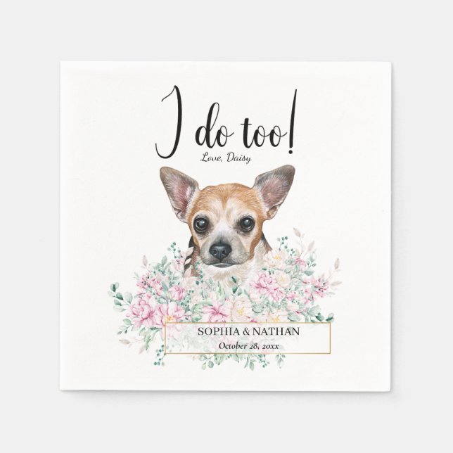 Chihuahua Dog Wedding Cocktail Napkins (Front)