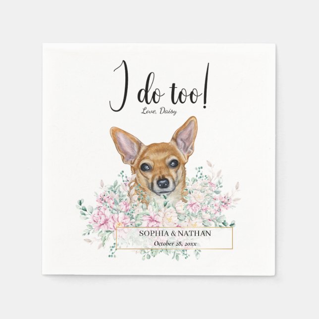 Chihuahua Dog Wedding Cocktail Napkins (Front)
