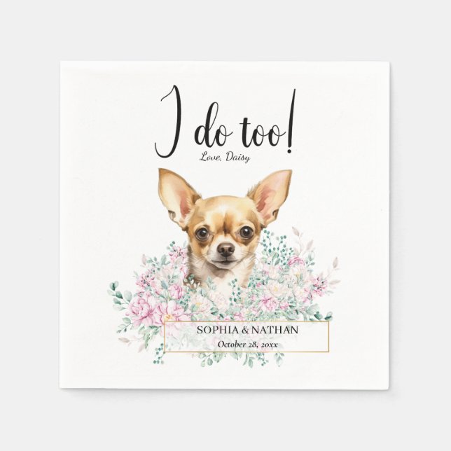 Chihuahua Dog Wedding Cocktail Napkins (Front)