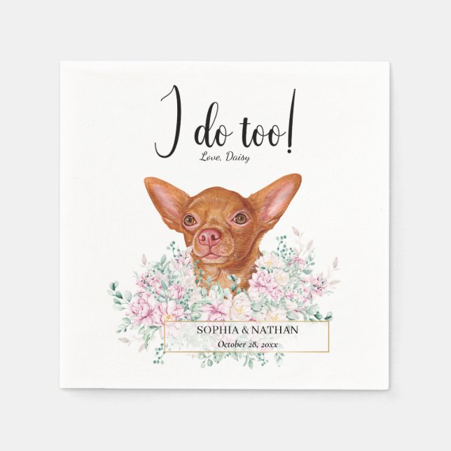 Chihuahua Dog Wedding Cocktail Napkins (Front)