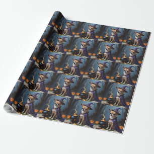 Chihuahua Dog Whimsical Halloween Painting Wrapping Paper