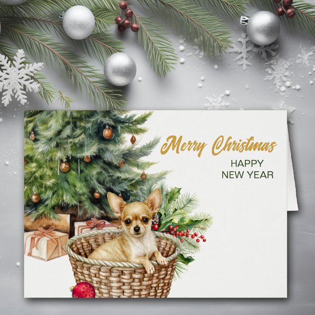 Chihuahua Dog Wicker Basket Christmas (Creator Uploaded)