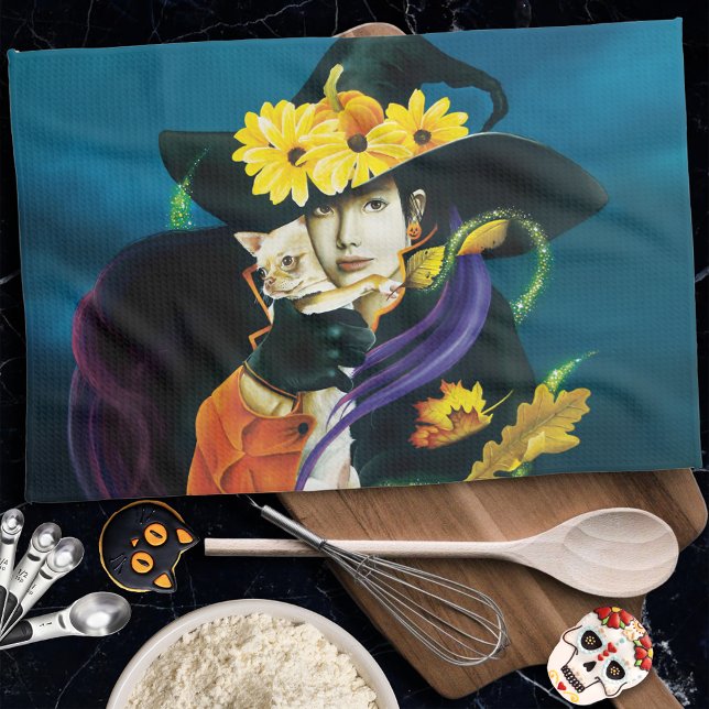 Chihuahua Dog Witch Halloween Tea Towel (Creator Uploaded)