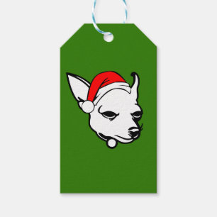 Chihuahua Dog with Christmas Santa Hat Gift Tags