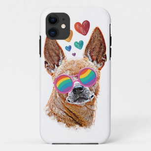 Chihuahua Dog with Hearts Valentine's Day  iPhone 11 Case