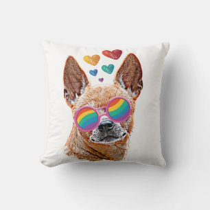 Chihuahua Dog with Hearts Valentine's Day Cushion