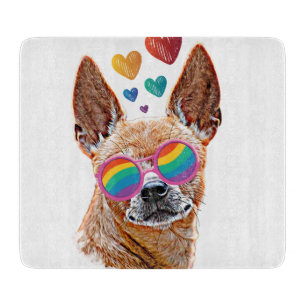Chihuahua Dog with Hearts Valentine's Day Cutting Board