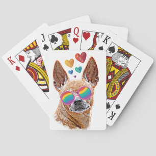 Chihuahua Dog with Hearts Valentine's Day Playing Cards