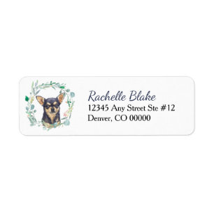 Chihuahua Dog Wreath Return Address Label