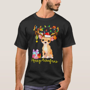 Chihuahua Dog Xmas Light Reindeer Antlers Costume T-Shirt
