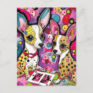 Chihuahua Dogs Colourful Collage Postcard