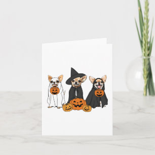 Chihuahua Dogs Lovers Ghost Witch Mummy Halloween  Card