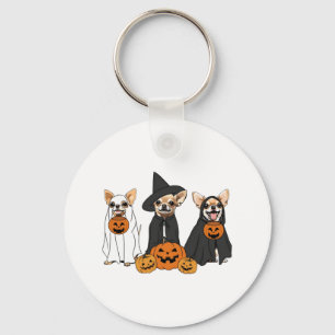 Chihuahua Dogs Lovers Ghost Witch Mummy Halloween Key Ring