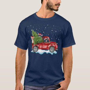Chihuahua Dogs Ride Red Truck Christmas Tshirt Fun