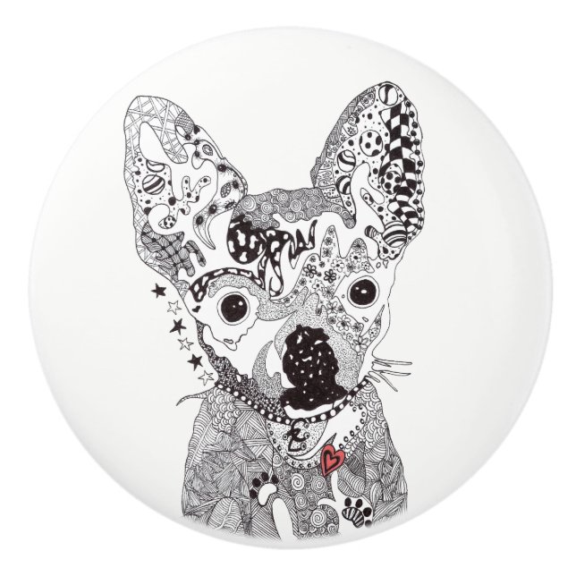 Chihuahua Door Knob - Ceramic (Front)