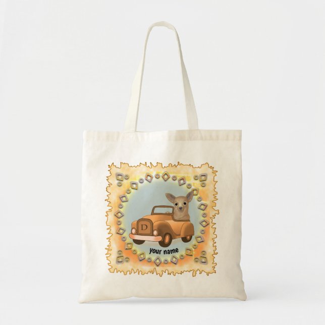 Chihuahua Driving Car Tote Bag (Front)