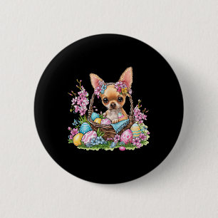 Chihuahua Easter Chihuahua Bunny Ears Graphic  6 Cm Round Badge