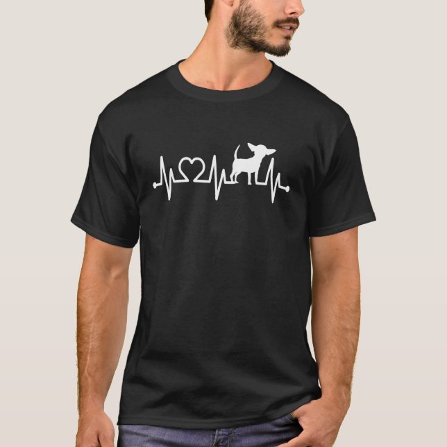 Chihuahua Ecg Pulse Heartbeat With Heart For Dog O T-Shirt (Front)