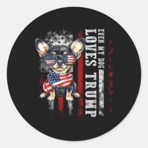 Chihuahua Even My Dog Loves Trump Funny Classic Round Sticker