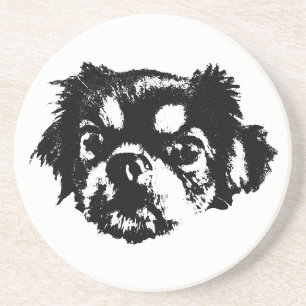 Chihuahua Face Coaster – Ink Line Drawing