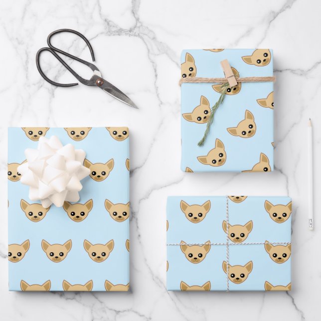 Chihuahua Face Wrapping Paper Sheet (Front)