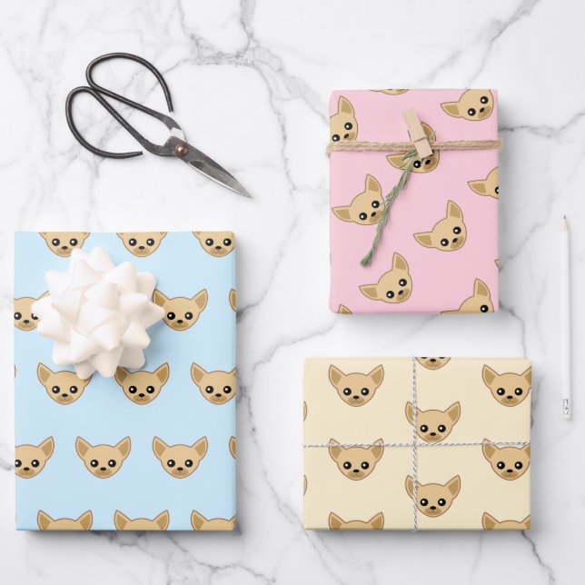 Chihuahua Face Wrapping Paper Sheet (Front)
