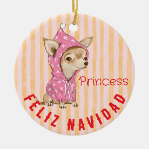 Chihuahua Feliz Navidad Happy Holidays cute fun Ceramic Ornament