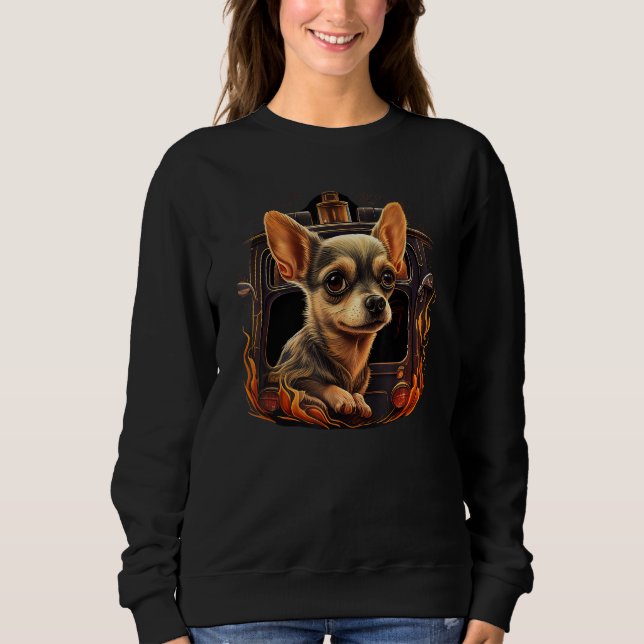 Chihuahua  Firefighter Fireman Cool Dog Men Hat Fi Sweatshirt (Front)